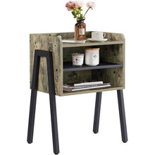 Load image into Gallery viewer, Modern Industrial Grey Wood Black Metal Side Table Nightstand End Table