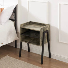 Load image into Gallery viewer, Modern Industrial Grey Wood Black Metal Side Table Nightstand End Table