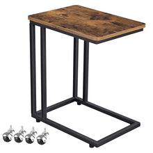Load image into Gallery viewer, Modern Industrial Side Table Nightstand TV Tray on Wheels