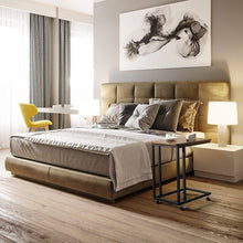 Load image into Gallery viewer, Modern Industrial Side Table Nightstand TV Tray on Wheels