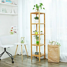 Load image into Gallery viewer, Slim 4-Shelf Natural Bamboo Wooden Shelving Unit Storage Rack Bookcase