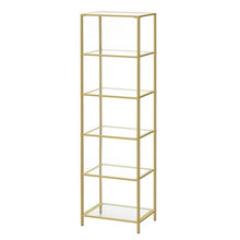 Load image into Gallery viewer, Narrow Glass Shelf Bookcase Bedroom Living Office Bath Storage Unit in Gold