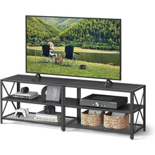 Load image into Gallery viewer, Industrial Black Metal Wood TV Stand Entertainment Center for TV up to 70-inch
