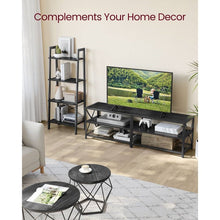 Load image into Gallery viewer, Industrial Black Metal Wood TV Stand Entertainment Center for TV up to 70-inch
