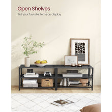 Load image into Gallery viewer, Industrial Black Metal Wood TV Stand Entertainment Center for TV up to 70-inch