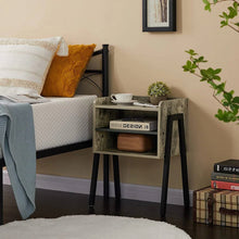 Load image into Gallery viewer, Set of 2 Modern Industrial Grey Wood Black Metal Side Table Nightstand End Table