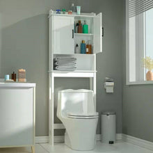 Load image into Gallery viewer, Over the Toilet Bathroom Storage Cabinet Shelving Unit in White Wood Finish