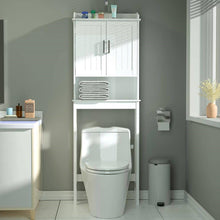Load image into Gallery viewer, Over the Toilet Bathroom Storage Cabinet Shelving Unit in White Wood Finish
