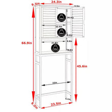 Load image into Gallery viewer, Over the Toilet Bathroom Storage Cabinet Shelf in Light Brown Yellow Wood Finish