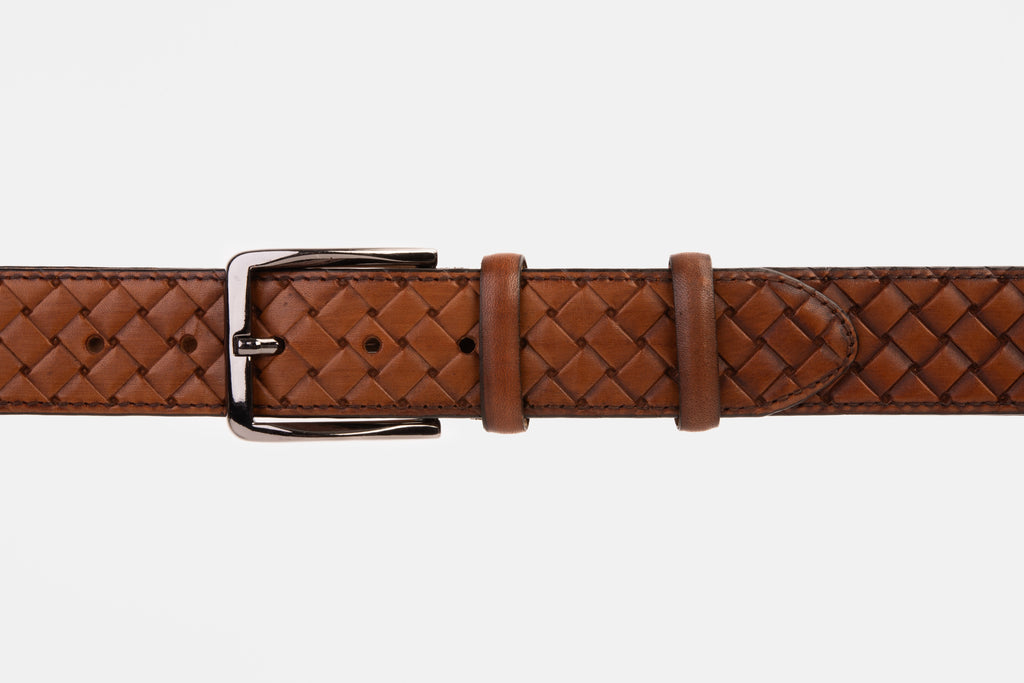 The Turan Brown Handwoven Leather Belt