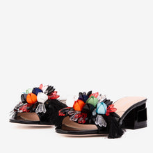 Load image into Gallery viewer, The Vigo Black Leather Block Heel Women Sandal