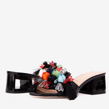 Load image into Gallery viewer, The Vigo Black Leather Block Heel Women Sandal
