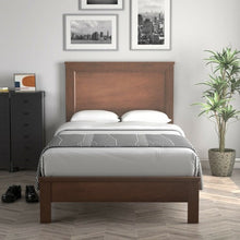 Load image into Gallery viewer, Twin Size Modern College Dorm Wooden Platform Bed in Walnut