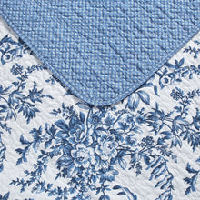 Load image into Gallery viewer, King size 3 Piece Bed-in-a-Bag Reversible Blue White Floral Cotton Quilt Set