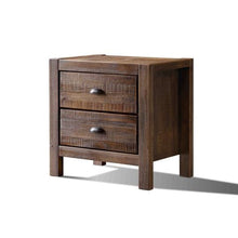 Load image into Gallery viewer, Farmhouse Style Solid Pine Wood 2-Drawer Nightstand Bedside Table in Walnut
