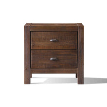 Load image into Gallery viewer, Farmhouse Style Solid Pine Wood 2-Drawer Nightstand Bedside Table in Walnut