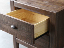 Load image into Gallery viewer, Farmhouse Style Solid Pine Wood 2-Drawer Nightstand Bedside Table in Walnut