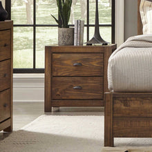 Load image into Gallery viewer, Farmhouse Style Solid Pine Wood 2-Drawer Nightstand Bedside Table in Walnut