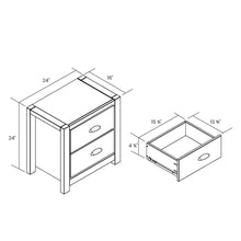 Load image into Gallery viewer, Farmhouse Style Solid Pine Wood 2-Drawer Nightstand Bedside Table in Walnut