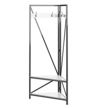 Load image into Gallery viewer, Modern Metal Hall Tree Coat Rack Shoe Storage Bench with White Seat and Shelf