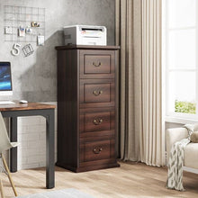 Load image into Gallery viewer, Traditional Vertical File Cabinet in Walnut Wood Finish with 4 Storage Drawers