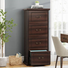 Load image into Gallery viewer, Traditional Vertical File Cabinet in Walnut Wood Finish with 4 Storage Drawers