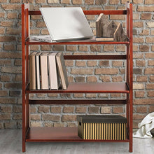 Load image into Gallery viewer, 3-Shelf Folding Storage Shelves Bookcase in Walnut Wood Finish