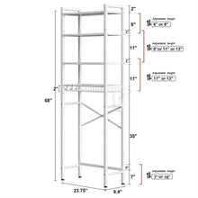 Load image into Gallery viewer, White Over the Toilet Storage Freestanding Industrial Metal Wood Shelving Unit