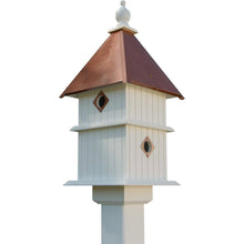 Load image into Gallery viewer, White Two Story Songbird BirdHouse with Copper Colored Roof - Made in USA