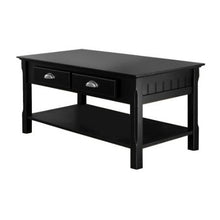 Load image into Gallery viewer, Country Style Black Wood Coffee Table with 2 Storage Drawers