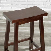 Load image into Gallery viewer, Set of 2 Farmhouse Counter Height Saddle Bar Stools in Brown Walnut Wood Finish