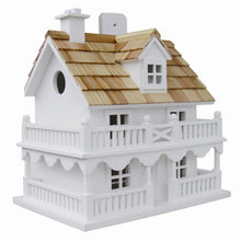 Load image into Gallery viewer, White Cottage Style Wood Birdhouse with unpainted Nest Box Bird House