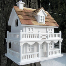 Load image into Gallery viewer, White Cottage Style Wood Birdhouse with unpainted Nest Box Bird House