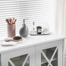 Load image into Gallery viewer, White Bathroom Towel Linen Cabinet with Glass Doors and Storage Shelves