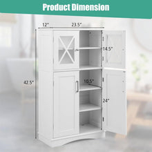 Load image into Gallery viewer, White Bathroom Towel Linen Cabinet with Glass Doors and Storage Shelves