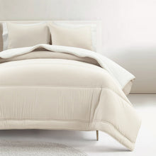 Load image into Gallery viewer, Twin/XL Soft Lightweight Reversible Quilted Comforter Set in White/Beige