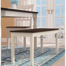 Load image into Gallery viewer, Kitchen Seating Wooden Bench in White and Brown Finish