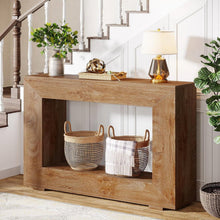 Load image into Gallery viewer, Modern Farmhouse 47-inch Long Entryway or Sofa Table in Brown Wood Finish