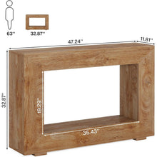Load image into Gallery viewer, Modern Farmhouse 47-inch Long Entryway or Sofa Table in Brown Wood Finish
