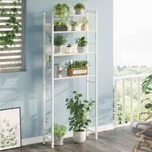 Load image into Gallery viewer, White Over the Toilet Storage Freestanding Modern Metal Wood Shelving Unit