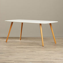 Load image into Gallery viewer, White Top Mid-Century Coffee Table with Solid Wood Legs