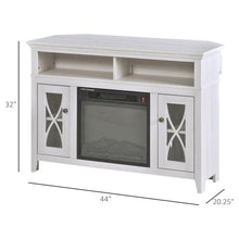 Load image into Gallery viewer, Rustic White Electric Fireplace Mantel TV Stand w/ Adjustable Shelves 2 Storage Cabinets