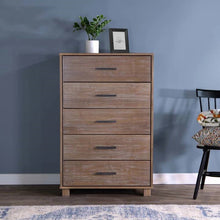 Load image into Gallery viewer, Modern Farmhouse Solid Wood 5 Drawer Bedroom Chest in Pine Finish