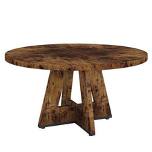 Load image into Gallery viewer, Modern Kitchen 4-Person Circular Dining Table in Rustic Brown Wood Finish