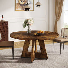 Load image into Gallery viewer, Modern Kitchen 4-Person Circular Dining Table in Rustic Brown Wood Finish