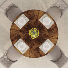 Load image into Gallery viewer, Modern Kitchen 4-Person Circular Dining Table in Rustic Brown Wood Finish