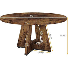 Load image into Gallery viewer, Modern Kitchen 4-Person Circular Dining Table in Rustic Brown Wood Finish