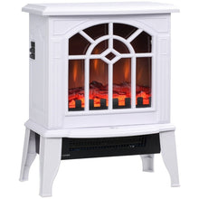 Load image into Gallery viewer, White Electric Fireplace Heater with Realistic Log Flame LED