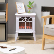 Load image into Gallery viewer, White Electric Fireplace Heater with Realistic Log Flame LED