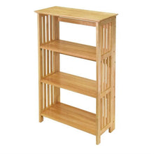 Load image into Gallery viewer, 4-Shelf Wooden Folding Bookcase Storage Shelves in Natural Finish